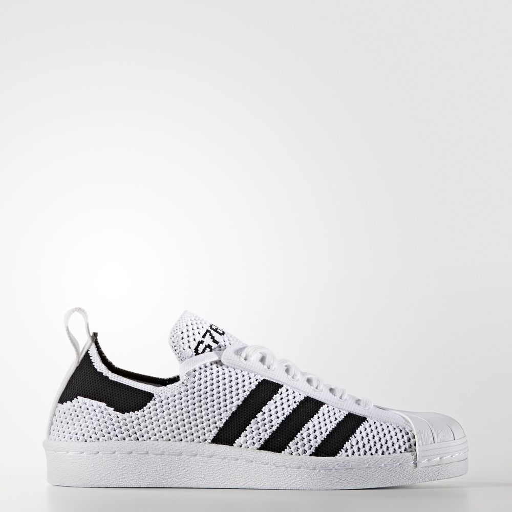 Adidas Superstar 80s Primeknit Slip-on - Originals γυναικεια - Ασπρα/Μαυρα/Ασπρα,Μέγεθος: EU 36 – 54